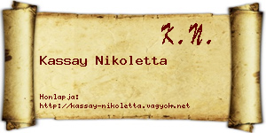Kassay Nikoletta névjegykártya